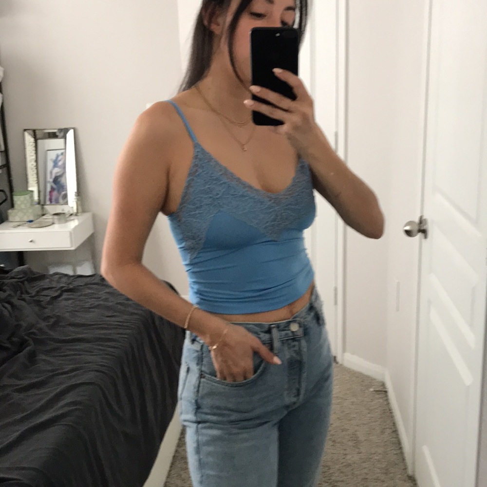 Baby blue lacy tank